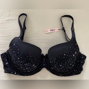 Victoria's Secret Body By Victoria Black Crochet Lined Demi Bra 32DD